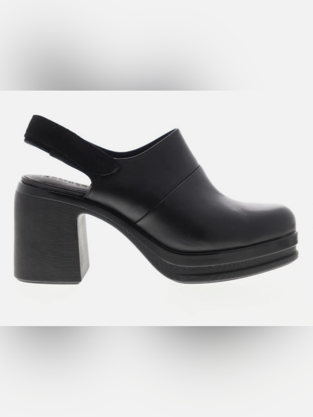 Camper Alice Black Leather Adjustable Strap Clog Size 37